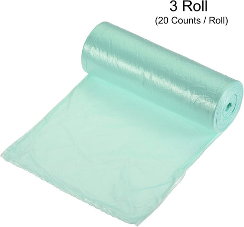 MECCANIXITY 2-4 Gallon Light Blue Small Trash Bags, 60 Counts / 3 Rolls for Kitchen, Office, Bathroom, Bedroom