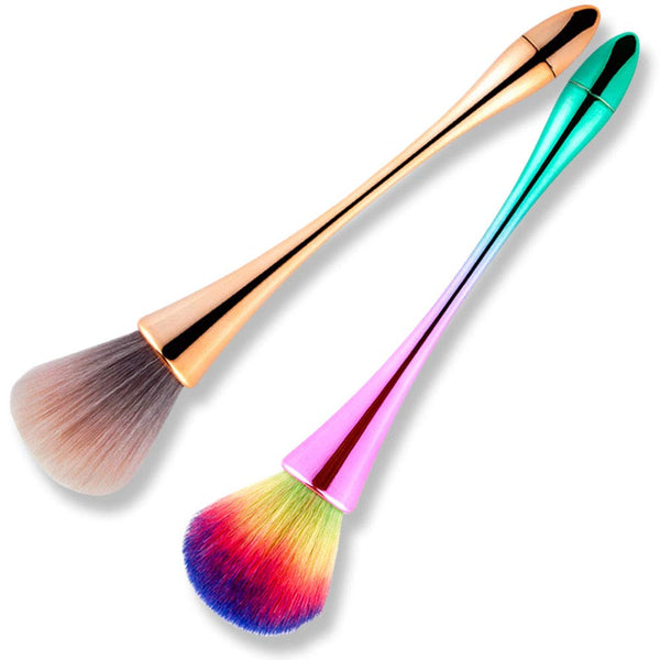 SILPECWEE 2 Pcs Nail Dust Brushes, Dip Powder Brush for Acrylic Nails, Makeup, Blush, Nail Art Clean Up Tools