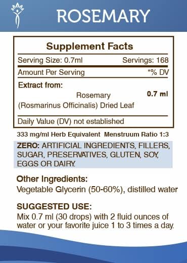Secrets of the Tribe Rosemary Alcohol-Free Liquid Extract - Dried Leaf Tincture Supplement (4 FL OZ)