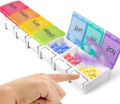 PH Superior 7 Weekly Pill Organizer Day Large Storage Pill Box AM PM Daily Easy Fill Medicine Pill Cases Two Time A Day