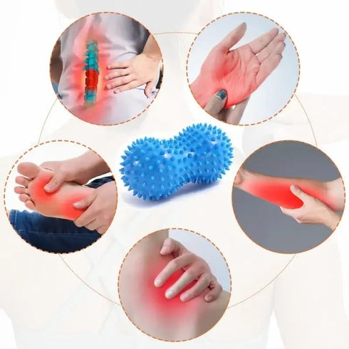 SquEqu 2 Pack Peanut Massage Ball Roller Spiky Double Lacrosse Balls Trigger Point for Stress Reflexology Foot Muscle
