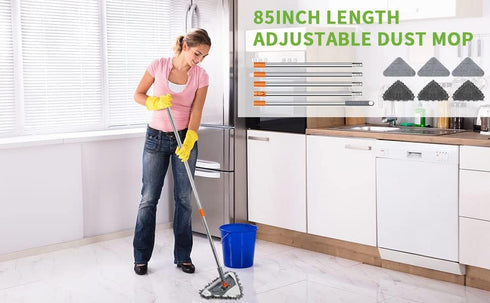 Long Handle Wall Mop 85 Inch, Ceiling Duster Extension Pole 39" to 85", 360° Rotatable Cleaning Tool