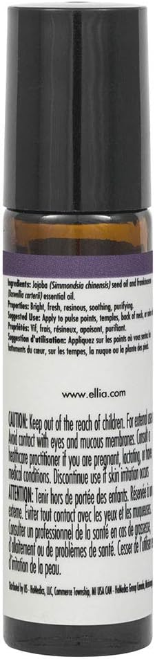 Ellia Frankincense Essential Oil Roll-On, 10ml, 100% Pure, Therapeutic Grade, Clear
