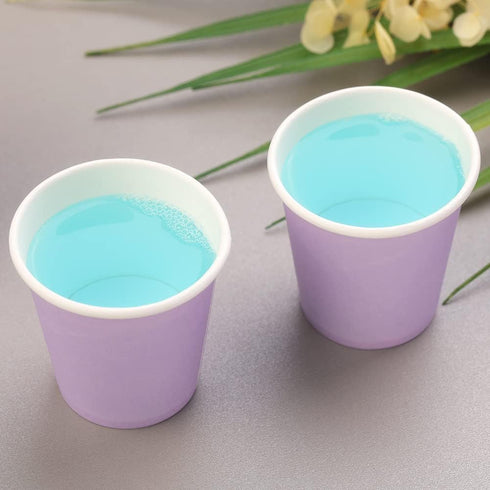 3 oz Small Disposable Mouthwash Cups, 100 Packs Bathroom Paper Cups, Espresso Paper Cups, Purple for Home Rvs Campers