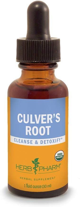Herb Pharm Certified Organic Culver's Root Liquid Extract for Cleansing and Detoxification - 1 Ounce