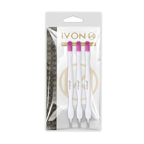 IVON 3 Pack Nail Cuticle Trimmer Pusher Remover - Double End & White Handle
