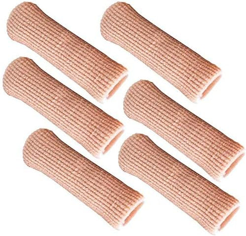 SOHLER 6 Packs Closed Toe Caps Finger Covers - Stretchable Fabric Lined with Soft Gel, Small 3/8"x 2-1/2"