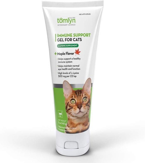 Tomlyn Immune Support L-Lysine Supplement: Maple-Flavored Gel for Cats and Kittens, 5oz
