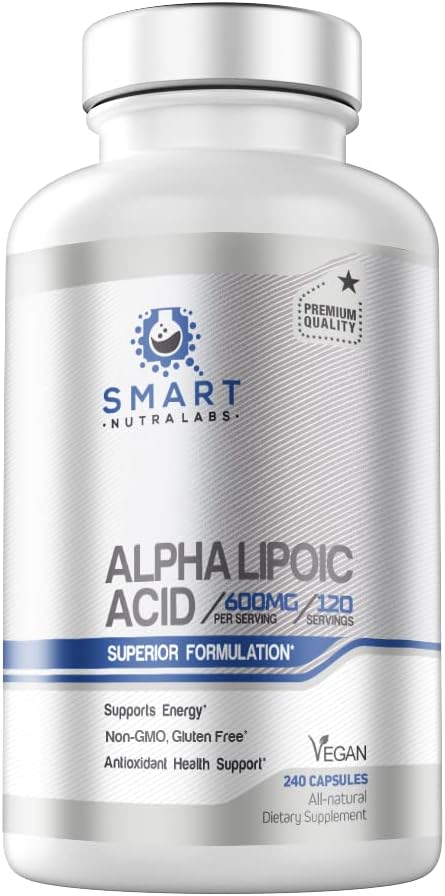 Alpha Lipoic Acid 600mg, 240 Vegan Capsules - Gluten Free, Pure Non-GMO ALA for Energy & Antioxidant
