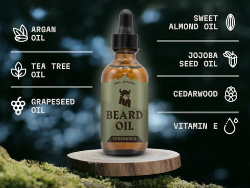 Striking Viking Beard Oil for Men - 2 Fl Oz, Cedarwood Scent, Naturally Derived Conditioner for Beard