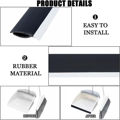 CRASPIRE 4Pcs Dustpan Rubber Edge Strips, Adhesive Replacement Lip for Small Dustpan, Home Accessories