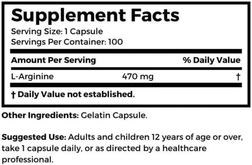 Dr. Clark Arginine, 500mg, 100 Gelatin Capsules