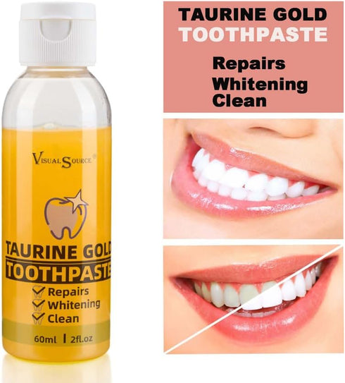visualsource Gel,2OZ(60ML) Tooth Whitening Taurine Gold Toothpaste Repair Whitening Clean Freshen Breath Clean Tooth