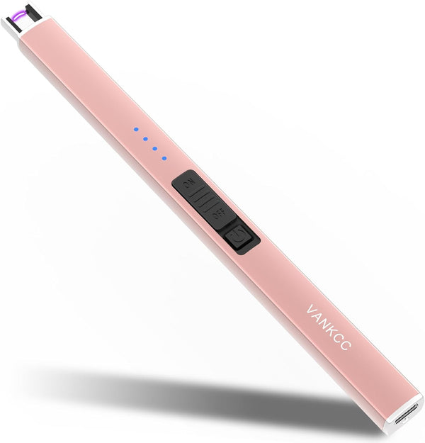 Electric Plasma Arc Candle Lighter USB Long Stick Windproof Flameless Rechargeable Battery Safety Lock for Camping BBQs