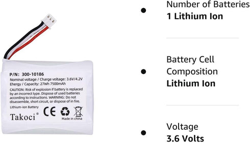 TAKOCI Replacement Battery 300-10186 for ADT Command Smart Security Panel 7500mAh 3.6V