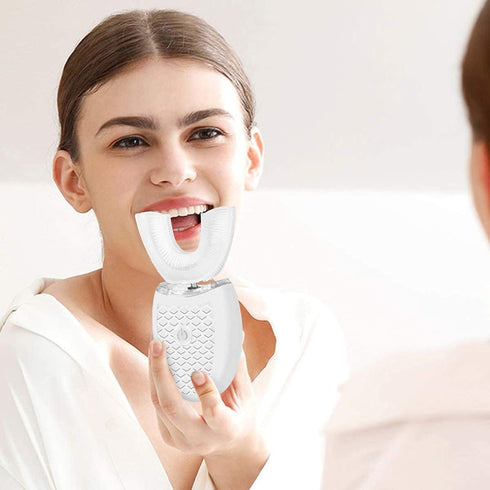 Ultrasonic Electric Toothbrush for Adults, Hands-Free Rechargeable U Shaped 360° Cleaning Teeth Whitening, IPX7