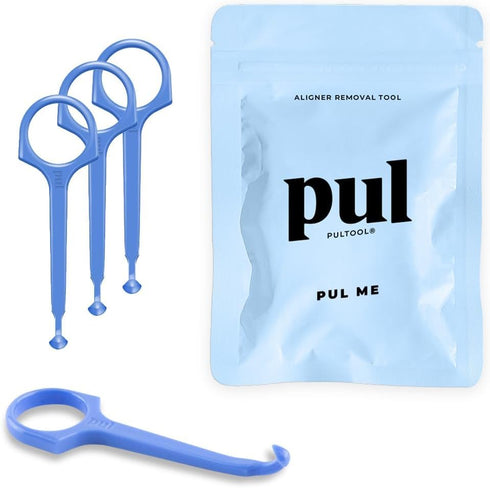 PUL Clear Aligner Removal Tool - Compatible with Invisalign, Hygienic Oral Care Accessory, Blue (Pack of 4)