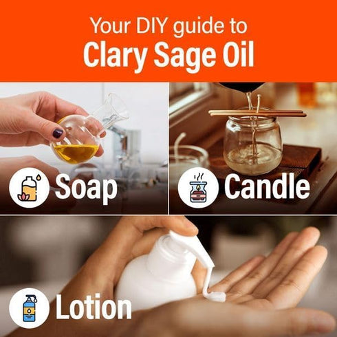 H’ana Clary Sage Essential Oil - 100% Natural for Diffuser, Skin, Hair & Aromatherapy 1 fl oz