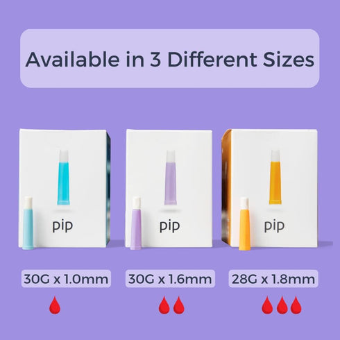 Pip 100 Lancets, All-in-One 30G-1.6mm Diabetes Safety Lancets for Sensitive Fingerstick Testing