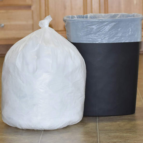 8 Gallon Medium Trash Bags, White Kitchen Garbage Bags, Plastic Wastebasket Liners for Home and Office Bins, 220 Count