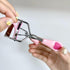 Stainless Steel Eyelash Curler with Comb, Pain-Free for All Eye Shapes, 5 Silicone Refill Pads, Light Pink