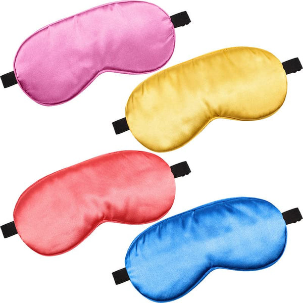 BBTO 4 Pcs Smooth Soft Silk Sleep Eye Masks with Adjustable Strap Blindfold for Travel Relaxation (Blue, Watermelon