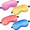 BBTO 4 Pcs Smooth Soft Silk Sleep Eye Masks with Adjustable Strap Blindfold for Travel Relaxation (Blue, Watermelon