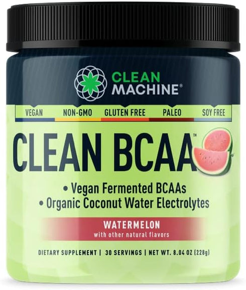 Clean BCAA Powder, 2:1:1 Food Sourced BCAAs & Coconut Water Electrolytes, Watermelon