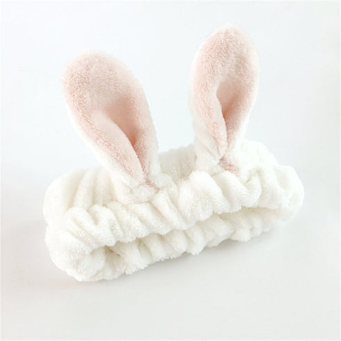 LOVEF 5Pcs Bunny Ear Cosmetic Headband Fluffy Elastic Hairband for Shower, Spa, Party, Facial Mask