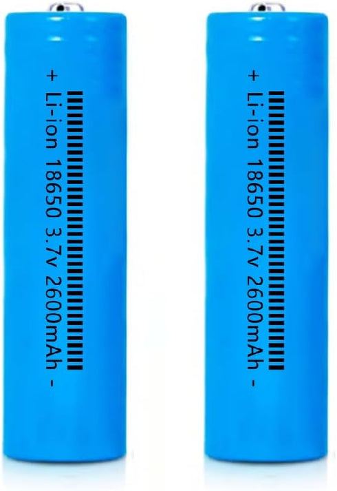 18650 Rechargeable Battery 2600mAh 3.7Volt Button Top 2 Pack 18650 Batteries for Headlamp LED Flashlight