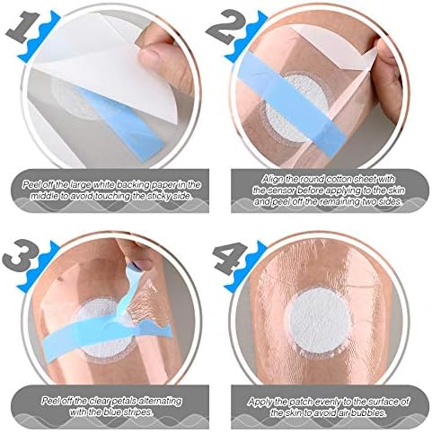Nuanchu 48 Pack Sensor Covers Compatible with Freestyle Libre 1/2/3, Waterproof CGM Sensor Patches, Glucose Monitor