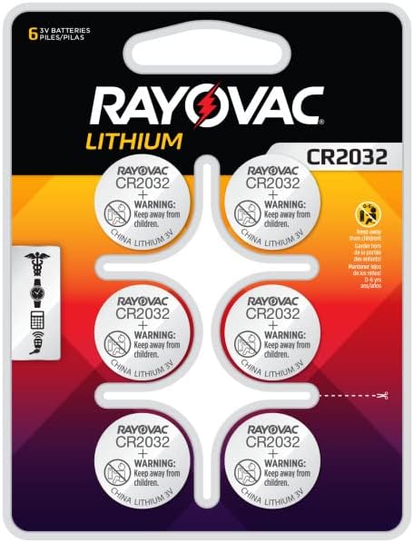 Rayovac 3V Lithium Coin Cell Batteries Size 2032, 6 Pack