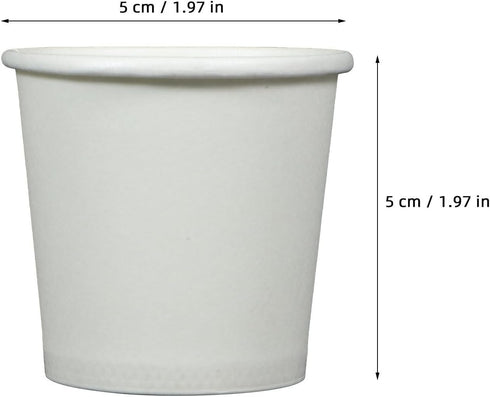 PERSELOSO 100pcs 1.7oz (50ml) Small Disposable White Paper Mouthwash Cups Rinse Cups for Bathroom and Juice Use