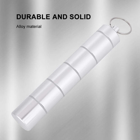 Drug Holder, Aluminum Alloy Waterproof Pill Key Chain Container with Key Ring for Outdoor Activities, Daily Use,