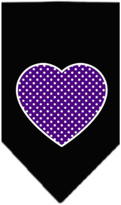 Mirage Pet Products Purple Swiss Dot Heart Screen Print Bandana for Pets, Large, Navy Blue
