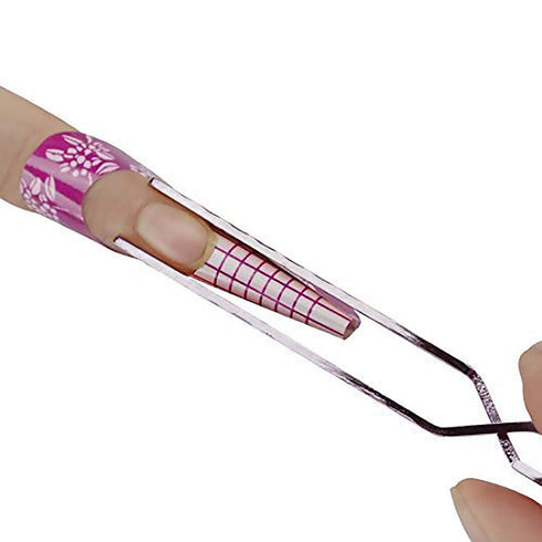 SILPECWEE 1Pc Metal Nail Cuticle Pusher, C Curve Nail Pinching Clips, Multi-Function Manicure Tools