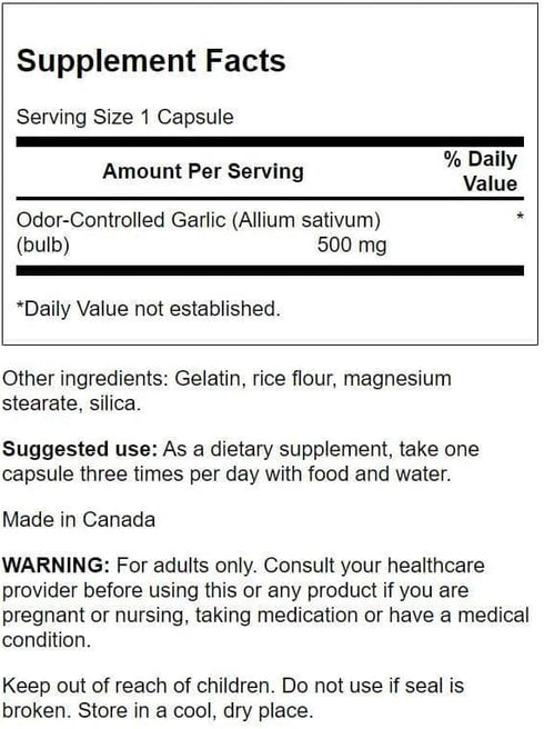 Swanson Odor-Controlled Garlic, 500 Milligrams, 200 Capsules