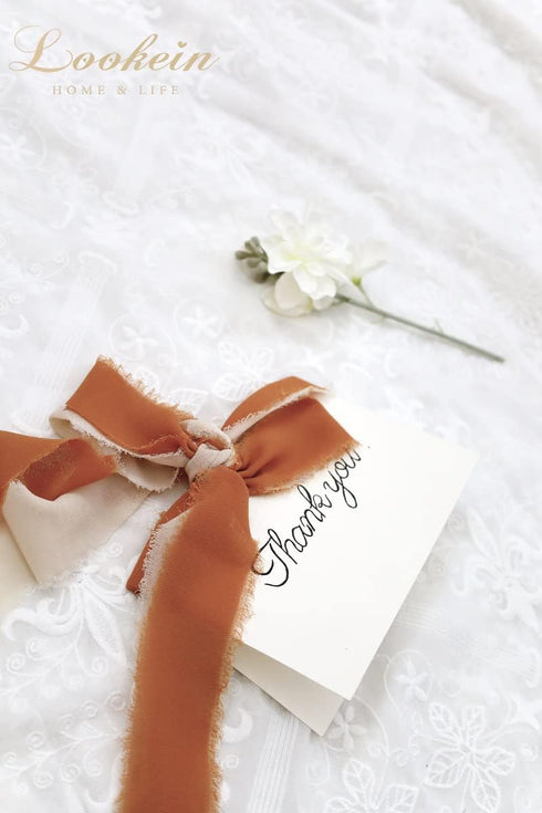 Lookein Handmade 1.5" Chiffon Silk-Like Ribbon Swatch Chart, Vintage Frayed Edges for Wedding Invitations and