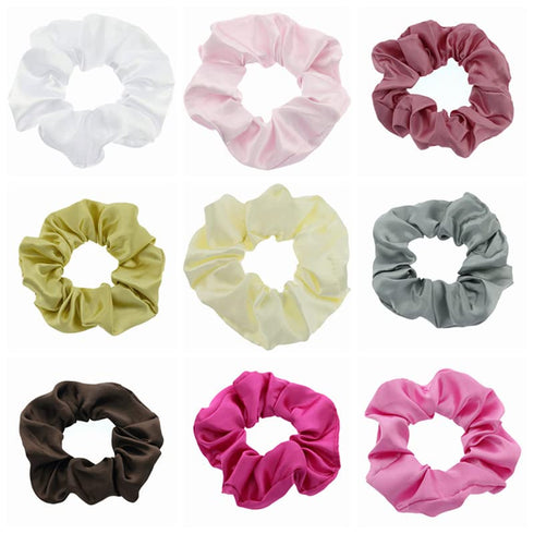 Women Teen Girls Satin Scrunchies, Hair Accessories Elastic Ponytail Holder - Set of 2 (Green)