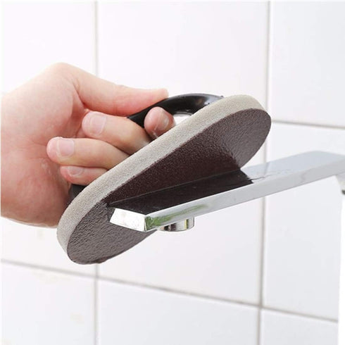1 Pcs Emery Sponge Brush Eraser Cleaner, Rust Cleaning Tool, Kitchen Tool Sink Pot Bowl Scrubber with Handle Grip