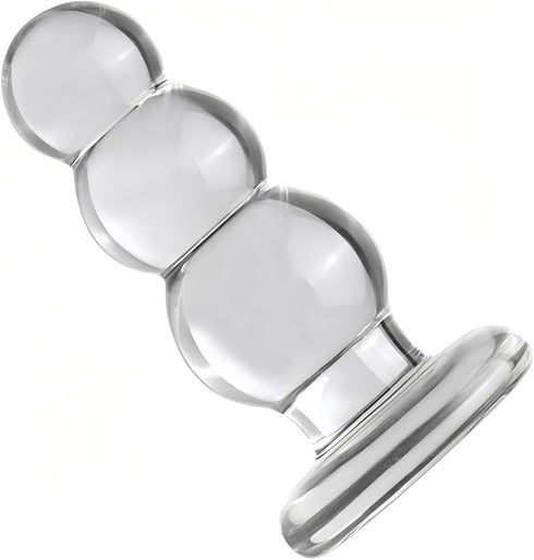 Transparent Anal Beads Butt Plug Adult Toys Masturbators Sex Tools with Safety Bottom, Glass Anal Plug Dildo