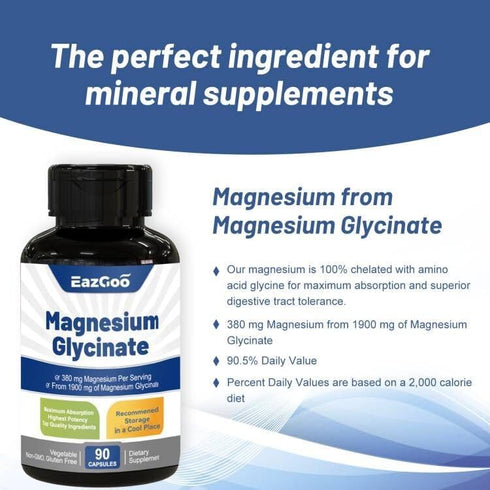 Magnesium Glycinate Supplement | 90 Capsules, Mineral Magnesium Supplement