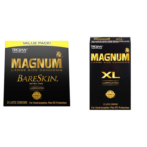 Trojan Magnum BareSkin Premium Large Condoms, Comfortable and Smooth Lubricated Condoms for Men,
