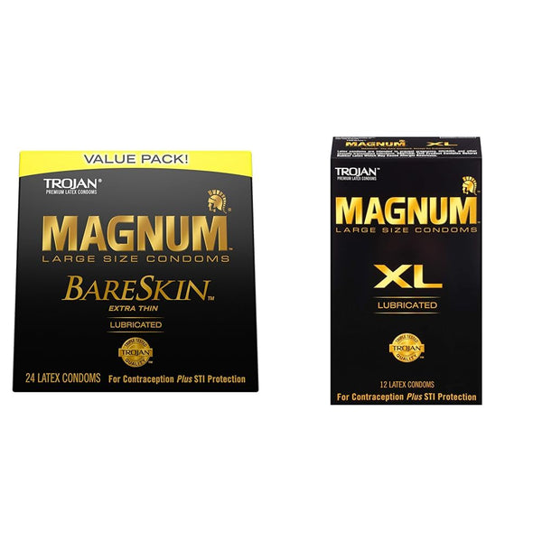 Trojan Magnum BareSkin Premium Large Condoms, Comfortable and Smooth Lubricated Condoms for Men,