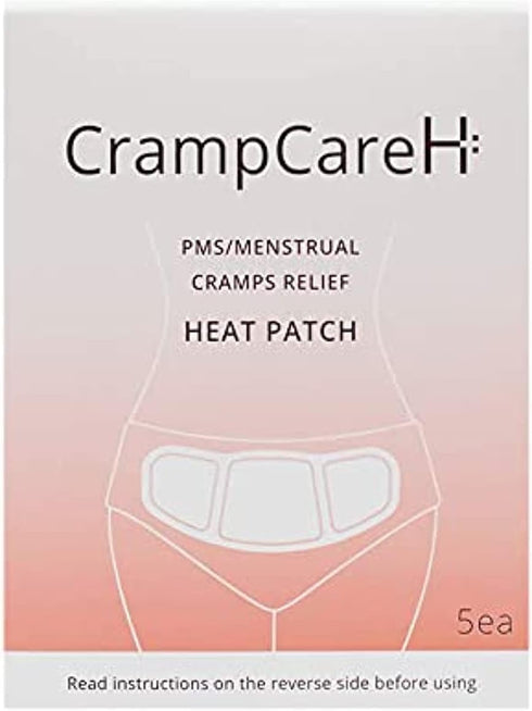 CrampCareH PMS/Menstrual Cramps Relief Heat Patch, 5 Patches with Wide Wings, FDA Registered