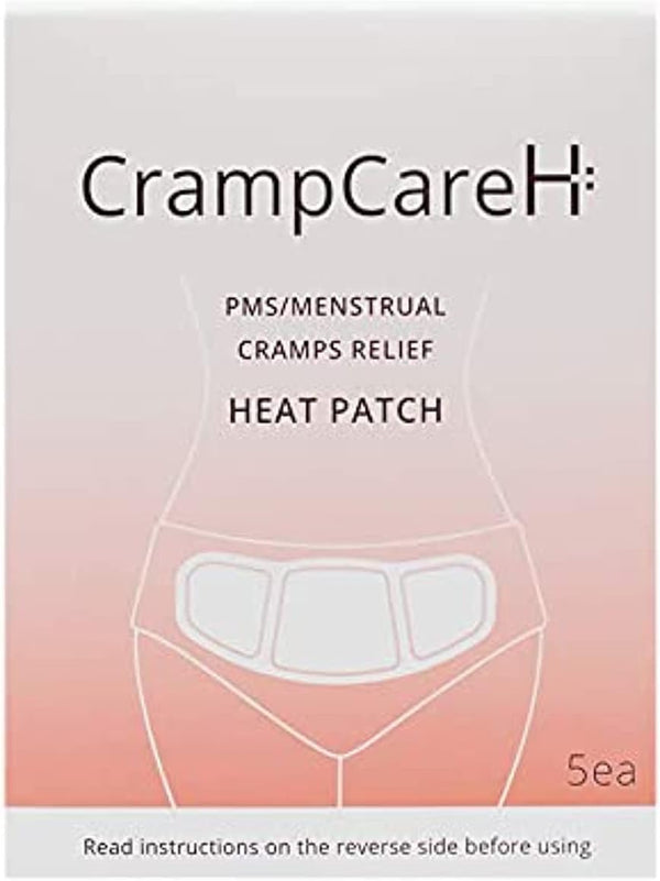 CrampCareH PMS/Menstrual Cramps Relief Heat Patch, 5 Patches with Wide Wings, FDA Registered