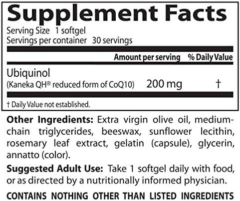 Doctor's Best Ubiquinol Featuring Kaneka QH, Non-GMO, Gluten Free, Heart Health, 200 Mg, 30 Softgels