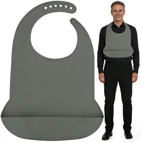 varlldibao Adult Bibs for Women/Men,Adult Silicone Bib for Eating with Crumb Catcher,Washable bib