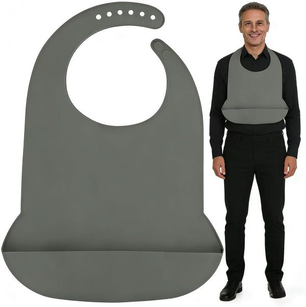 varlldibao Adult Bibs for Women/Men,Adult Silicone Bib for Eating with Crumb Catcher,Washable bib
