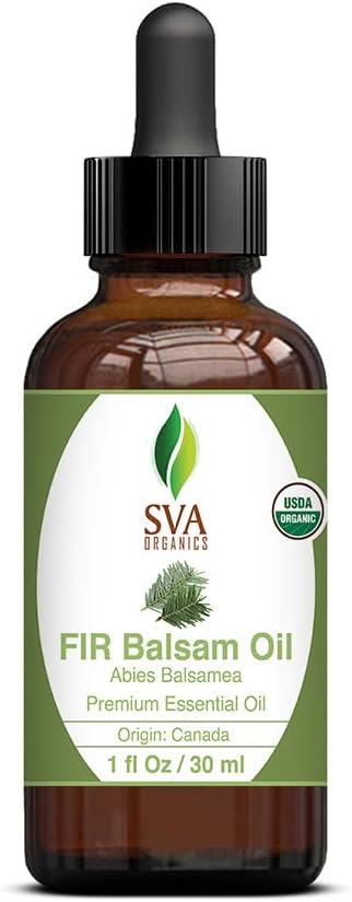 SVA Organics Fir Balsam Essential Oil 1oz (30ml) - Premium Oil with Dropper for Skincare and Aromatherapy